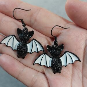 Black and White Bat Earrings